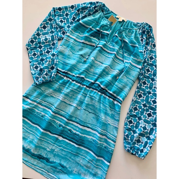 MICHAEL Michael Kors Dresses & Skirts - Michael Kors Turquoise Watercolor Geometric Dress